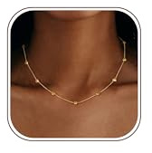 JeweBella Gold Choker Necklaces for Women Girls 18K Gold Plated Chain | Chain/Heart/Ball/Disc/Pearl Necklace,Dainty Thin Chain Necklace,Silver Gold Necklaces for Women,Jewellery Gifts