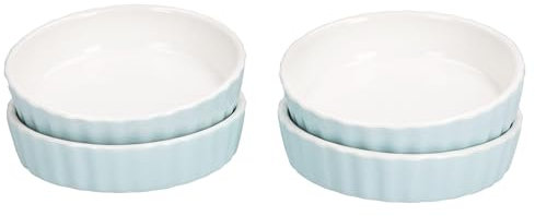 MamboCat Set di 4 ciotole Emilia azzurro I Ø 11,5 cm I 140 ml I mini stampi rotondi in porcellana | Pirofila per crema brûlée, soufflé, tiramisu, UVM.
