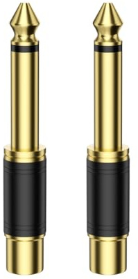 EMK RCA to 1/4 Inch Adapter (6.35mm to RCA Adapter) – Gold-Plated RCA Female to Quarter Inch Jack TS Mono Adapter Phono Audio Connector for Mixer, Amp, Subwoofer (RCA to 1/4 Adapter 2PCS)