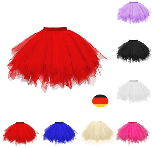 kostüm Damen schokobon, Tüllrock Damen 50er Karneval Tütü Rock Kurz Ballet - Pastell Unterrock Crinoline Petticoat Tutu Karneval Kostüm Fasching M-XXL