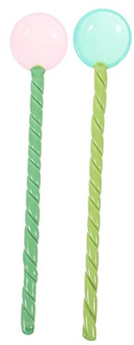 Cabilock Agitadores para Cócteles De Vidrio 2 Piezas Mango Largo Multicolor, Palitos para Mezclar Bebidas, Reutilizables para Fiestas y Uso Diario