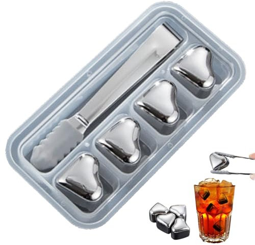 Reusable Ice Stones | Reusable Cooling Stones Drinking - Stainless Steel Heart Shape Rocks with High Cooling Technology for Liqueurs