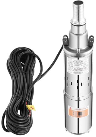 LENJKYYO Pompa per fontane profonde, 12 V, 180 W, DC, con cavo di alimentazione da 17 m, 1,2 m3/h, in acciaio inox, per industria, irrigazione e uso domestico