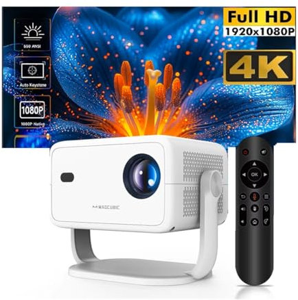 Proyector Android 11 L018 con resolución nativa 1080P 650ANSI 4K, corrección automática de distorsión Trapezoidal, Enfoque, WiFi 6, Bluetooth 5.2, portátil para Exteriores