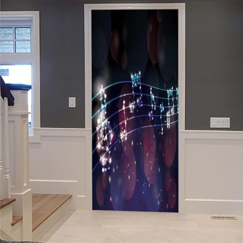 Mural De Puerta De Papel Tapiz 3D Instrumento Musical 100 X 215 Cm Pegatinas Impermeables Removibles Autoadhesivas Para Puertas Interiores, Calcomanía Artística De Pvc, Póster Para Dor-61931224788253