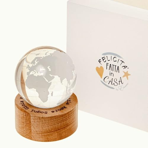Generico Light Mappamondo su Base di Legno con Luce LED 6x8 cm BOMBONIERA