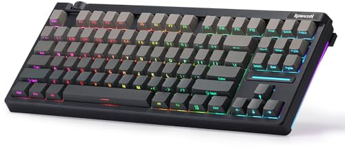 Redragon Tastiera da gioco RGB con guarnizione wireless K729 PRO all'80%, tastiera meccanica TKL a 3 modalità con controllo manopola, tasti in PBT sfumati, presa a sud hot-swap e smorzatore a 5 strati
