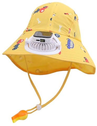 2025 Sombrero de ventilador solar para niños, gorra de verano para excursiones en la playa con ventilador de carga USB integrado, ala ancha, sombreros de jardín al aire libre con UPF 50+ bufanda de