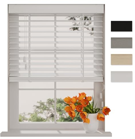 DTCH® Bambus Jalousie innen, weiß, 130 x 240 cm | 50mm Lamellen, nachhaltiges Bambusholz, Sicht- und Sonnenschutz, Stahlkassette mit Abdeckleiste, Breiten bis 250 cm