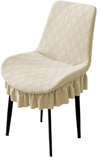 Juego de 4 fundas para sillas de respaldo bajo, fundas para sillas de comedor para sillas sin brazos, fundas para sillas de cuenco con volantes, protectores elásticos para muebles, fácil de limpiar