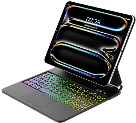 Magic Keyboard pour iPad Pro 13 Pouces (M5 2025, M4 2024), Support Flottant et Pavé Tactile Multi-touch, AZERTY Français Clavier Bluetooth Magnétique avec Rétroéclairées pour iPad Pro 13, Noir