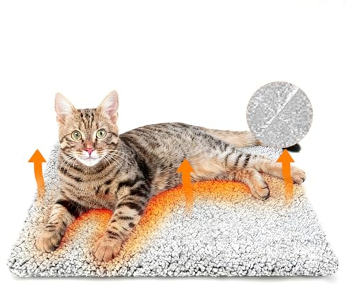 Lohofrnny Selbstheizende Decke Katze, Selbstheizende Decke für Katzen & Hunde, Wärme Hundematte Rutschfester Unterseite, Ohne Strom, Thermodecke Katzenbett Geräuschlos (70×50cm)
