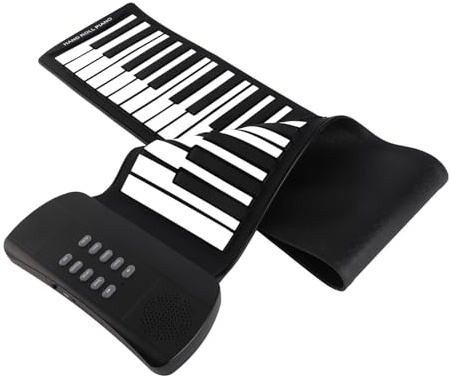AYNEFY Rolling Piano, Tastiera in Silicone Portatile con 16 Toni e 6 Demo per Bambini e Principianti, Design Flessibile per Viaggi e Uso Domestico (Bianco e nero #61)