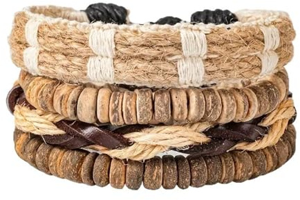 2026 Nytt Vintage Makramé Armband Set (4 ST) - Skiktade Träpärlor Justerbara Glidknut DIY Armband, Unisex Handgjorda Smycken for Kvinnor Herr