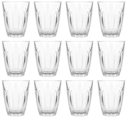Argon Tableware 100ml Fluted Glass Juice Tumbler Glasses - Set of 12 | Dishwasher Safe Kitchen Water Coffee Cocktail Juice Gin Wine Whisky Drinking Glassware Tumblers Durable Soda Lime Glass Set