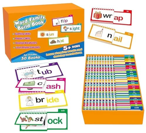 Läs och rimma aktivitetsbok - 25 x 17 cm papper | Familjer flashkort med ord med Lär dig att läsa, utbildning, läsning, rim ord familj aktivitet flashkort |,