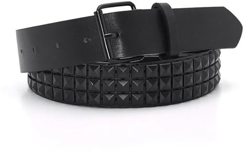 AHIOJEGX dubbat bälte vintage pyramid nitbälte män och kvinnor dubbad punk rock pin spänne midja, Svart, 110 cm