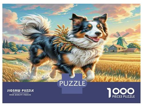 Puzzle Border Collie 1000 pièces pour Adultes - Idée Cadeau Originale - Décoration Murale - Jeu éducatif - 38 x 26 cm