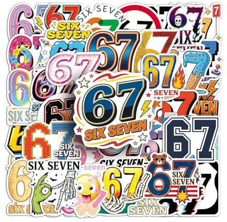 50 Stück 67 Thema Meme Sticker, 67 Brainrot Aufkleber, Six Seven Sticker Geburtstag, Lustige Aufkleber für Jungen Mädchen Teens Auto Laptop Wasserflasche Skateboard Gitarre, 6 7 Meme Geschenk