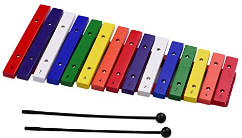 LiebeWH Xylophon-Glockenspiel aus Holz mit 15 Tönen für Kinder und Erwachsene mit 2 Schlägeln, Farbenfrohes Musikinstrument für Kleinkinder von 1–9 Jahren, Perkussionsspielzeug für die Frühe Bildung