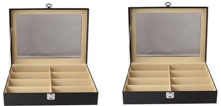 Jnchdghwa 2X 8-Grid Eye Glasses Case Eyewear Sunglasse Storage Box Holder Organizer Eye Glasses Case Sunglasses Display Organizer
