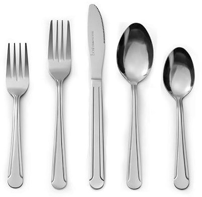 Bon Camisole 20-Piece Stainless Steel Flatware Silverware Cutlery Set, Include Knife/Fork/Spoon, Dishwasher Safe, Service for 4