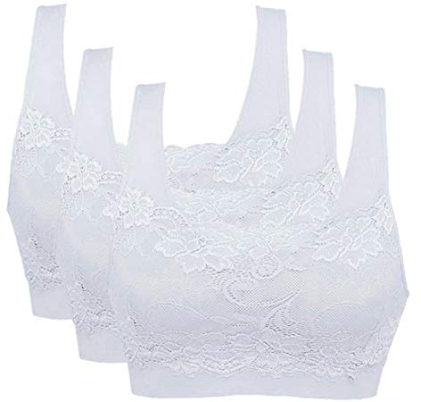 Litthing Women Sports Bra Seamless Comfortable Soft Breathable Ladies Lace Bras Removable Padded Tops Push up Underwear Packs for Yoga Fitness Exercise