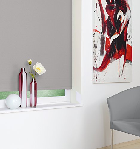 JalousieCrew Kettenzugrollo Verdunklung Steingrau Seitenzug Rollo - 062 bis 202 cm Breite - Länge 130 oder 230 cm - Sichtschutz Tür (202 x 130 cm)