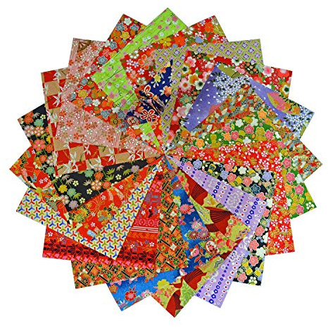 Yuzen Washi-Papier, 15 x 15 cm, japanisches Chiyogami, 60 Blatt Sortiment (Chiyogami)