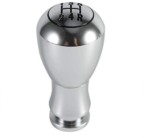 Fydun Pomello Cambio Universale, 5 Marce Manopola Cambio per Auto Manuale/Automatico Pomello Leva Cambio Testa del Pomello del Cambio Montato su Diametro 8mm/10mm/12mm(Argento)