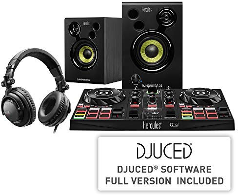 Hercules DJLearning Kit - un kit all-in-one - Controller DJ a doppio banco DJControl Inpulse 200 USB con scheda audio integrata, Cuffie HDP DJ45 per monitorare le tracce in coda