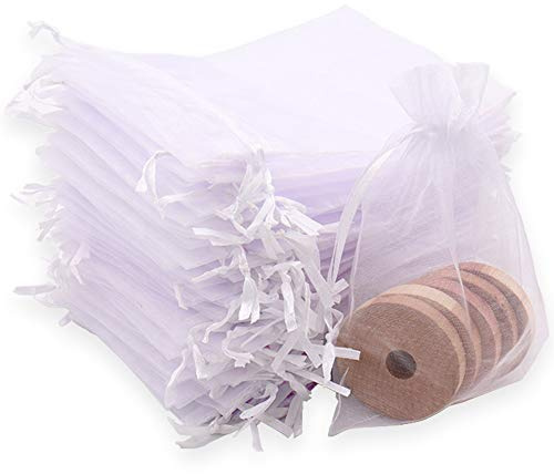 Leeyunbee 100PCS 10x15cm Bolsas de Organza Blanco, Bolsitas de Organza | Bolsa para Envoltura de Joyas, con Cordón, Rellenable, para Regalo, Boda Favores Caramelo, para Fiestas, Cumpleaños y Navidad