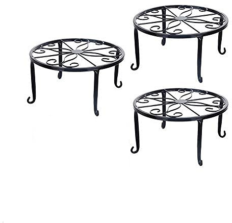 Yeehliny Metall-Pflanzenständer, Blumentopfhalter, Kunst-Topfhalter, Schmiedeeisen, Blumenhocker Blumentopfständer, Flowerpot Basis für Innen-Balkon Outdoor Garten (3PC-Schwarz)