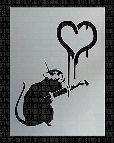 Banksy Rattenmalerei Herz / A4 Größe / Bemalt Größe 17 x 22 cm / Home Decor Kunst Malerei Schablone