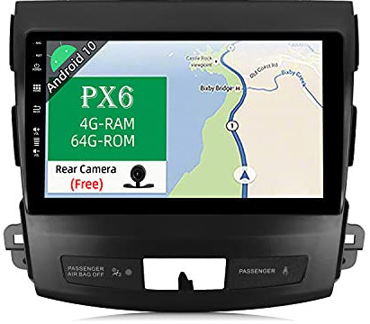 JOYX Android 10 Bilradio för Mitsubishi Outlander (2008-2015) - [4G+64G] - GRATIS kamera - 9 tum - 2 DIN - Stöd Dab ratt Bluetooth WLAN Carplay 4G HDMI 4K-Video AHD-kamera Android Auto