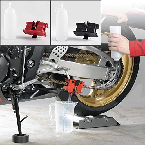 Lorababer Kit de máquina de limpieza de cadena de motocicleta Limpiador de cepillo Cubre cadenas Dispositivo de lubricación Accesorio de lubricación Se adapta a todos los modelos (Rojo)