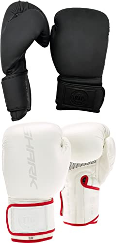 VIP Guantes de Boxeo Unisex Hite Shark Pro Training Sparring, DX Lenta de Piel sintética, Muay Thai, MMA, Kickboxing, Blanco, 396.9 g UK