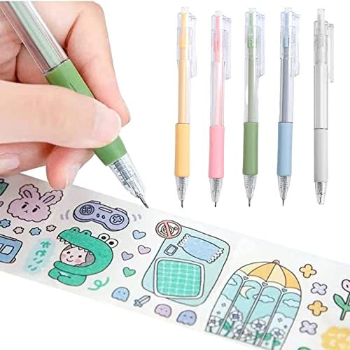 Cartoon Pattern Student Utility Cut Out Pen, 5 Pcss Pen Cut Paper Push Type Carving Cut Out Retractable Box Cutter Precision Paper Cutter Pen