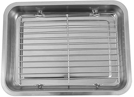 1 Set Teglia con Cremagliera Acciaio Chic Teglia per Biscotti Teglia Piastra di Scarico Dell'olio Scolapiatti in Acciaio Inox, Teglia da Forno