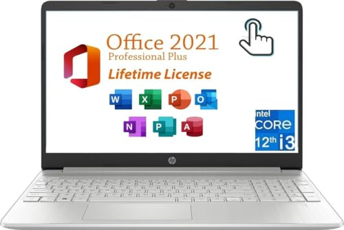 hp - Computer portatile touchscreen da 15,6 -Intel Core i3-1115G4 (fino a 4,1 GHz con Intel Turbo Boost), RAM DDR4 da 8 GB, SSD da 256 GB, webcam, HDMI, Wi-Fi, Windows 11 Home- Argento naturale
