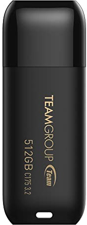 TEAMGROUP C175 512 GB USB 3.2 Gen 1 (USB 3.1/3.0) Lectura 100 MB/s Flash Thumb Drive, memoria externa de almacenamiento de datos compatible con computadora/portátil, negro mate, TC1753512GB01
