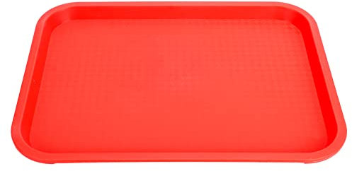 QANYEGN Bandejas para comida rápida, Bandeja de plástico para Servir, Bandeja Antideslizante, Bandeja Rectangular para Servir, Bandeja plastico Grande para Almuerzo, Roja
