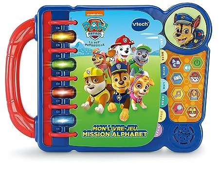 VTech - Pat' Patrouille, Mon Livre-Jeu Mission Alphabet, Jeux Éducatifs, Livre Sonore et Musical, Jouet Paw Patrol, Cadeau Enfant de 3 Ans à 7 Ans - Contenu en Français