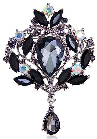 YAHOYA Broche en Verre Brillant exagéré Broche en Strass Grande Taille Broches de Luxe Drop Vêtements appariés Corsage Bijoux pour Femmes Insigne d’épingle