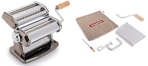 Imperia IPASTA Gourmet Linie. Nudelmaschine für raue Pasta. 100% Made in Italy. Frischpastamaschine aus Edelstahl. Teigmaschine erstellt raue für Teigblätter, Lasagnette, Fettuccine. (Schwarz)