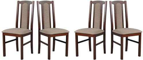 LeafDesign Esszimmerstühle 4er Set, Massivholz, Gepolstert, Nussbaum | Küchenstühle, Esstischstühle und Essstühle für Wohnzimmer, Restaurant, Café, Hotel und Gastronomie – hoher Sitzkomfort