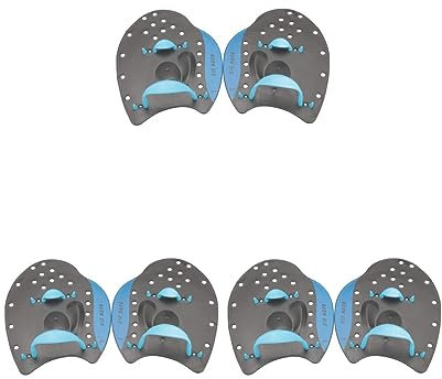 Juego de 3 paletas de mano profesionales para entrenamiento de natación, palas planas para piscina, equipo de ejercicio, color azul, talla S