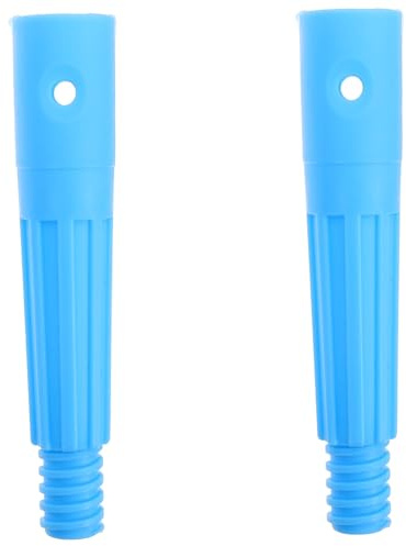 Generic 2pcs Threaded Connector Telescoping Pole Whisk Broom Pole Adapter for Broom Handle Threaded Tips for Extension Poles Broom Handle Threaded End Broom Repairing Tip Sky-blue Plastic
