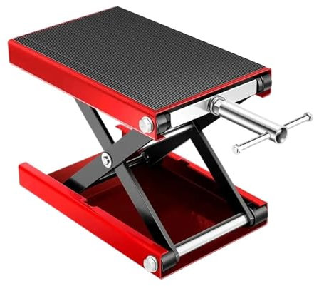 Farm Jack Heavy Duty Motorcykellyft 1100 Lbs Motorcykelreparation Liftjack Stål Atv Wide Deck Scissor Lift Jack bildomkraft(Red)