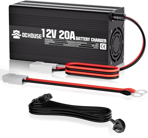 Chargeur de batterie 20 A 12 V au lithium LifePO4 14,6 V Entretien intelligent automatique pour batterie à décharge profonde de voiture moto marine